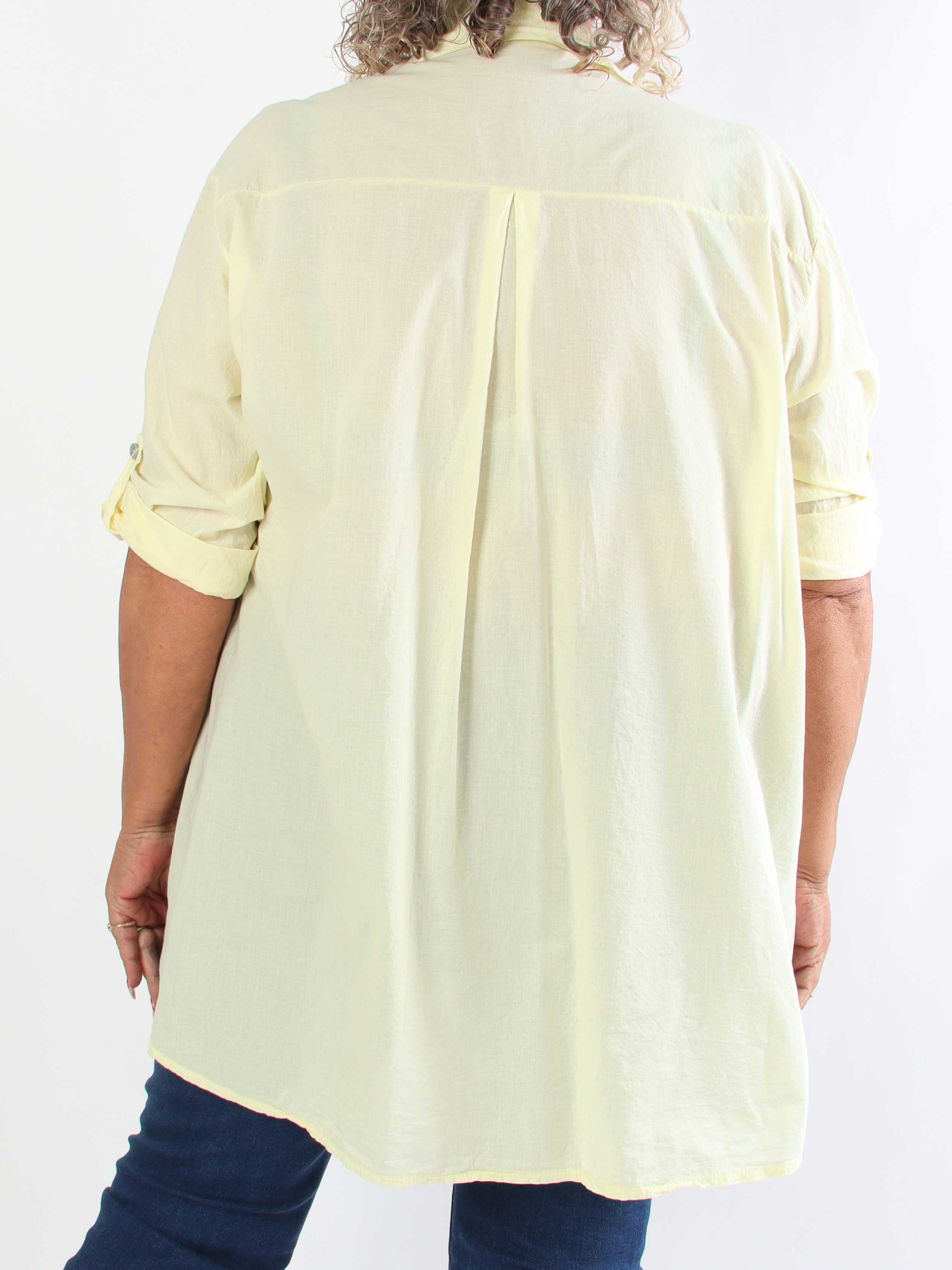 Catherina - Plus size skjorte i bomuld med fine, broderede gulddetaljer